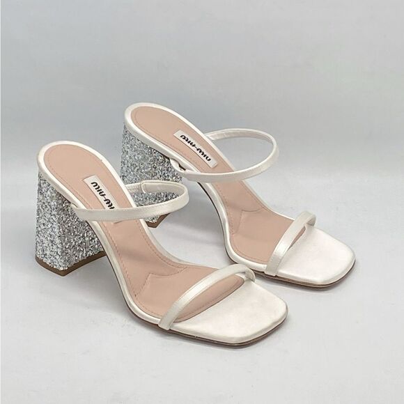 Miu Miu Glitter High Block Heel Sandals size 35 - Picture 3 of 16